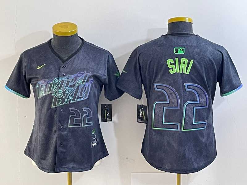Womens Tampa Bay Rays #22 Jose Siri Number Charcoal 2024 City Connect Limited Stitched Jersey